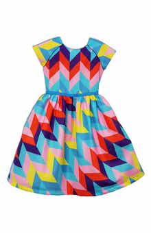 JOE-ELLA Kids' Geometric Cap Sleeve Dress