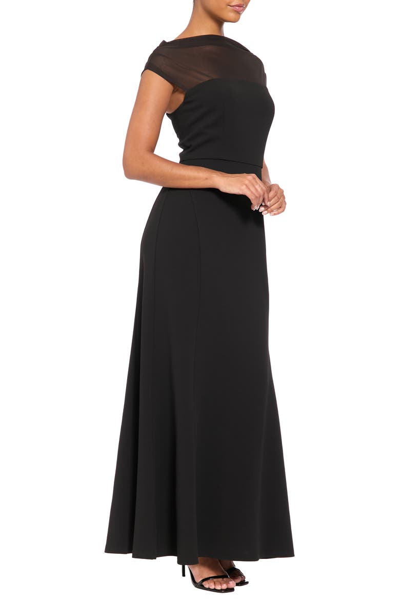 Illusion Bateau Neck Dress, Alternate, color, BLACK