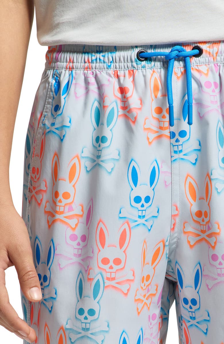 Psycho Bunny Kids' Loa Print Swim Trunks, Alternate, color, 