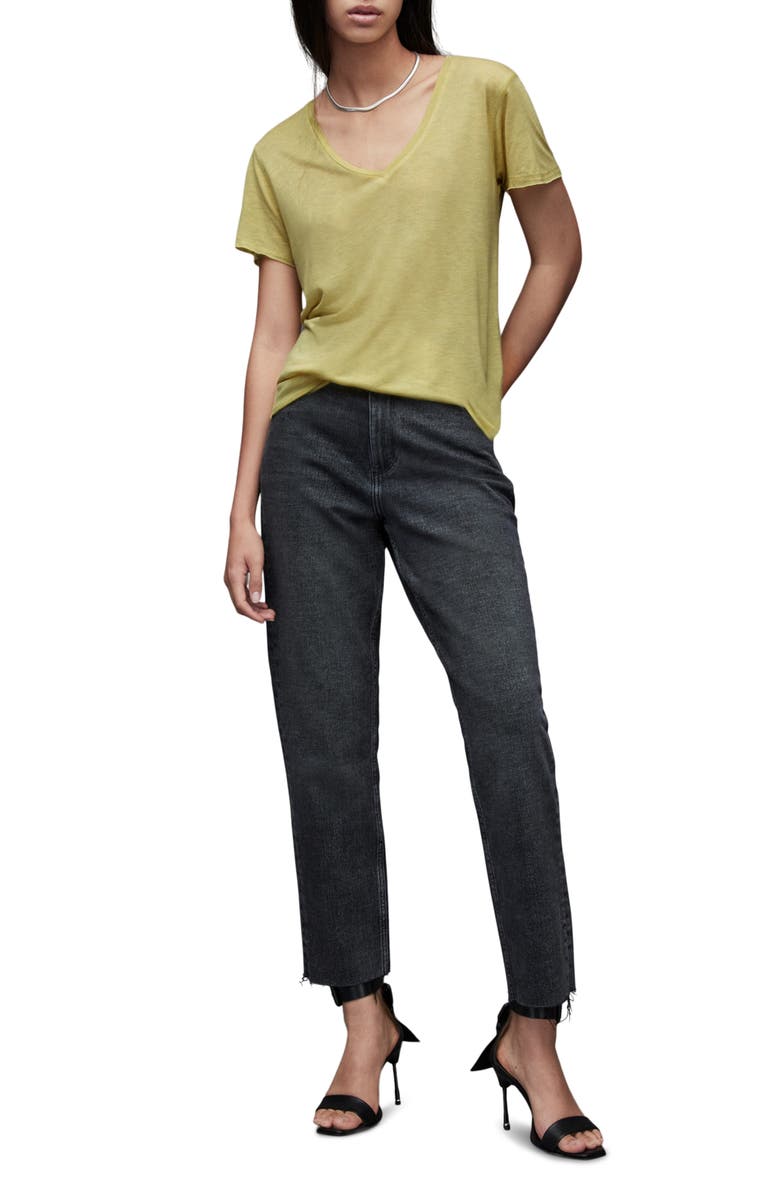 AllSaints Emelyn Shimmer V-Neck T-Shirt, Alternate, color,