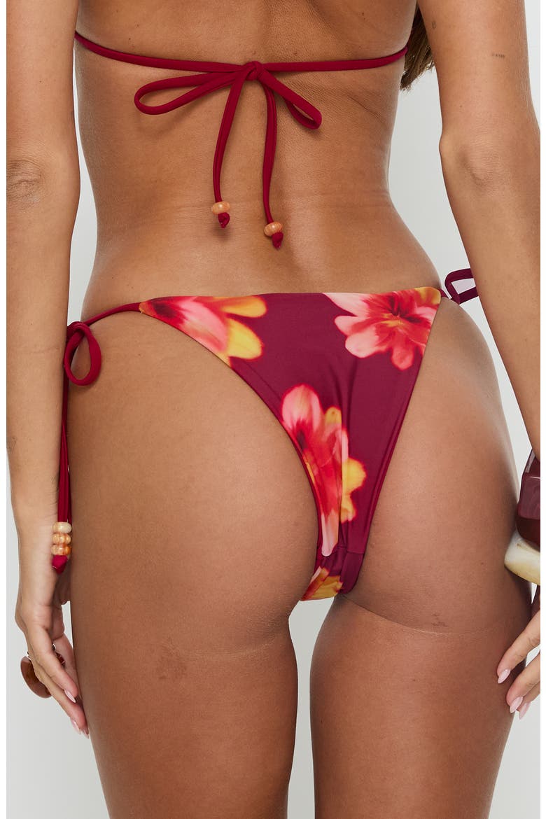 Maki Beaded Side Tie Bikini Bottoms, Alternate, color, BURGUNDY FLORAL