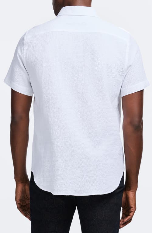 Robert Graham Reid Geo Textured Short Sleeve Cotton Button-up Shirt In White
