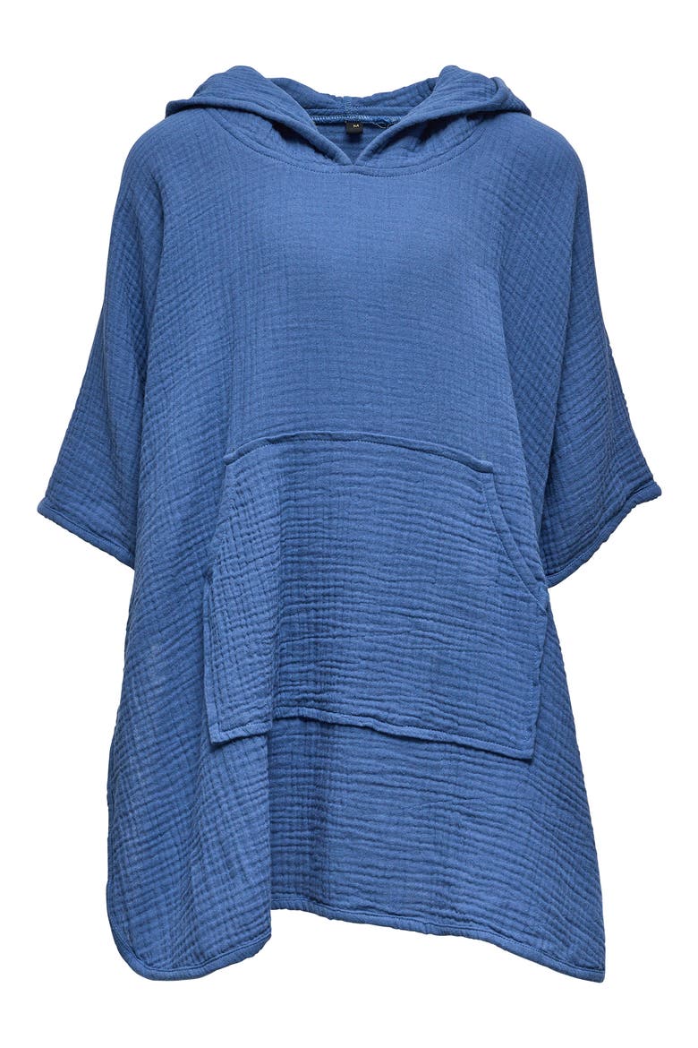 Kids' Hooded Cotton Cover-Up Poncho, Main, color, BLUE
