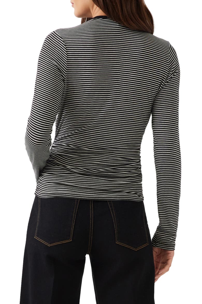 Side Shirred Long Sleeve Surplice Top, Alternate, color, STRIPE