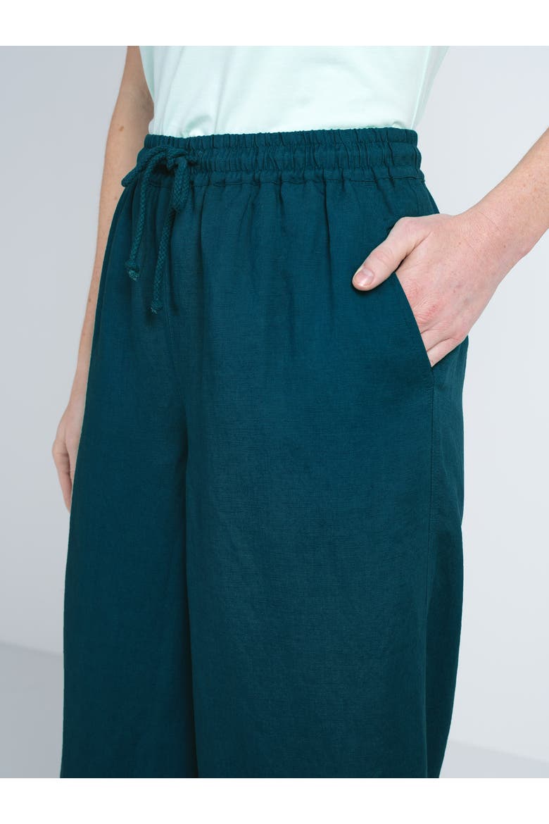 Cropped Wide Leg Linen Blend Trousers, Alternate, color, Marine Navy