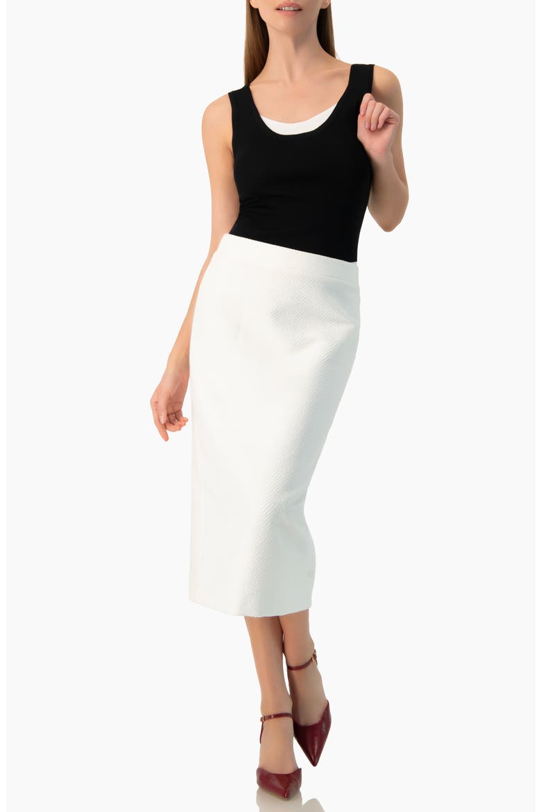 Sleek High-Waist Fitted Midi Skirt, Alternate, color, White