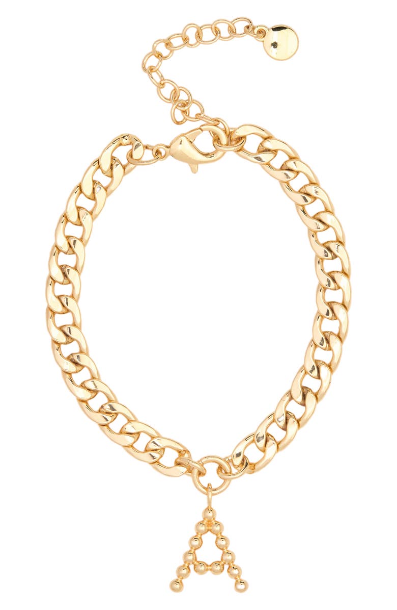BaubleBar Bead Initial Charm Bracelet, Main, color,