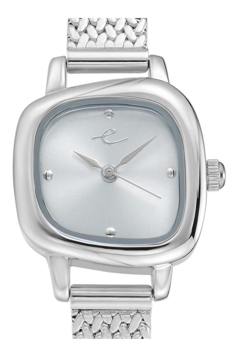 Wavy Case Mesh Strap Watch, Alternate, color, SILVER