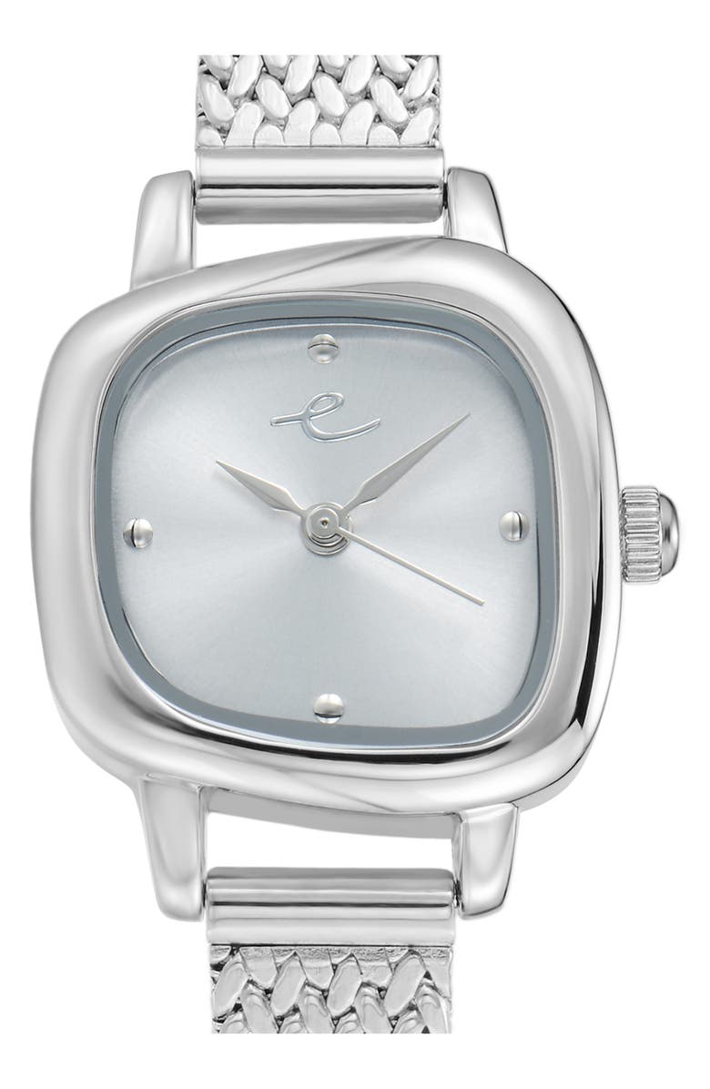 Ettika Wavy Case Mesh Strap Watch, Alternate, color, Silver