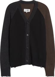 MM6 Maison Margiela Distressed Wool Blend Cardigan