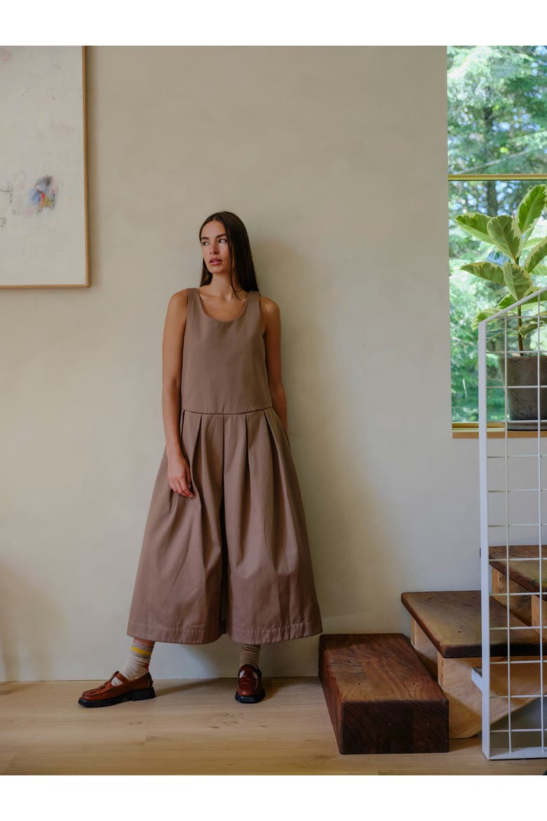 Edie Pleated Maxi Dress, Alternate, color, Chestnut Twill