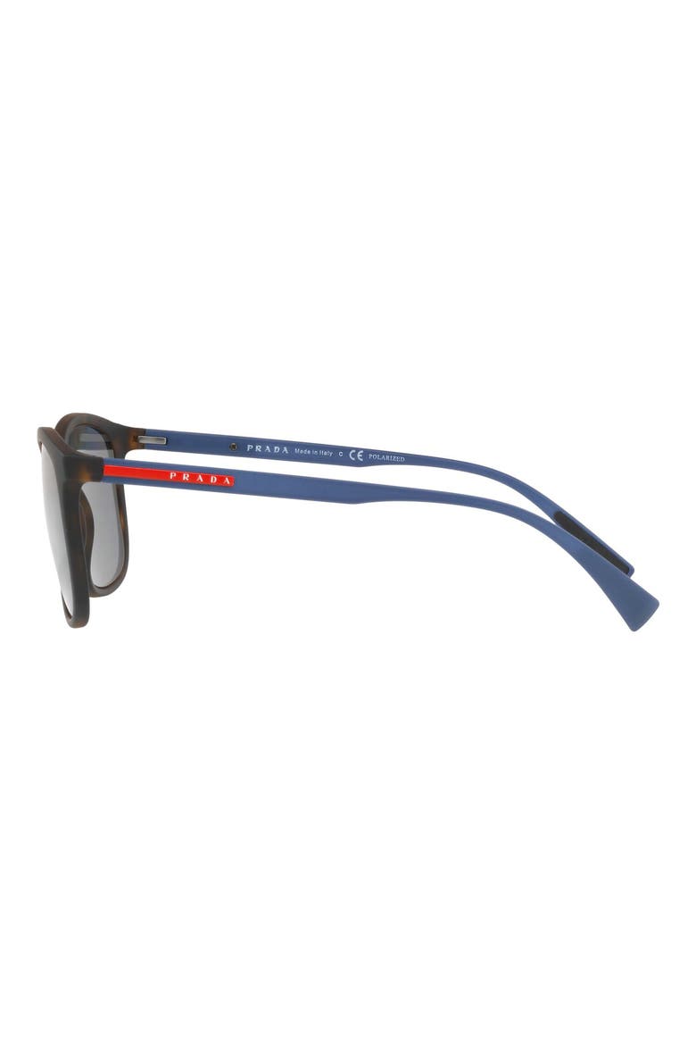 56mm Polarized Rectangle Sunglasses, Alternate, color, HAVANA RUBBER/ GREY