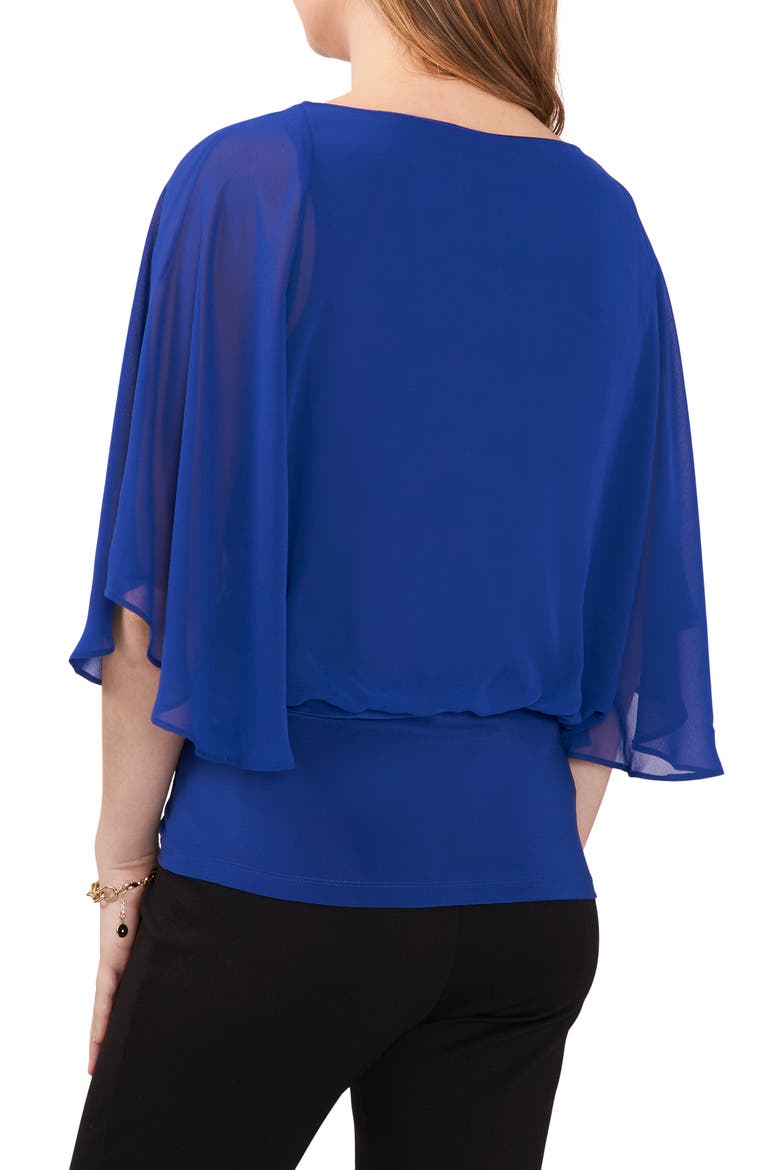 Flutter Sleeve Blouson Top, Alternate, color, GODDESS BLUE