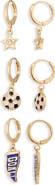 Leith Set of 3 Soccer Charm Hoop Earrings
