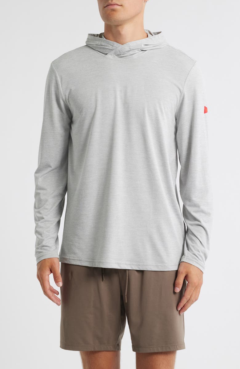 Florence Airtex Long Sleeve Hooded Performance Top, Main, color, Heather Charcoal