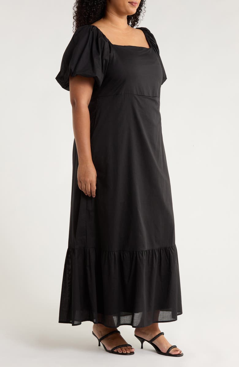 SUGARLIPS Coraly Xena Puff Sleeve Cotton Maxi Dress, Alternate, color, Black