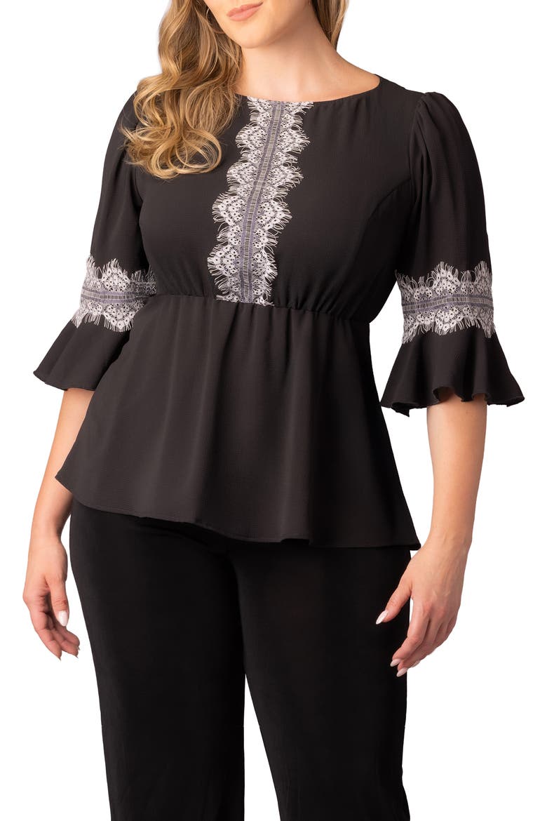 Chateau Lace Peplum Top, Main, color, BLACK NOIR