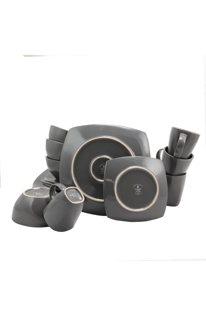 Gibson Home Square Dinnerware Set , Set of 16 Piece, Alternate, color, Grey