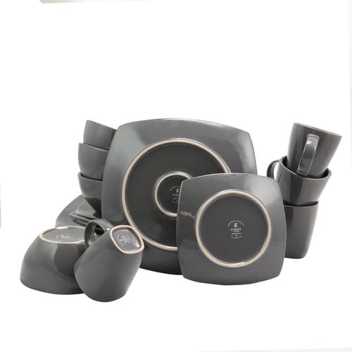 Gibson Home Square Dinnerware Set , Set Of 16 Piece In Gray