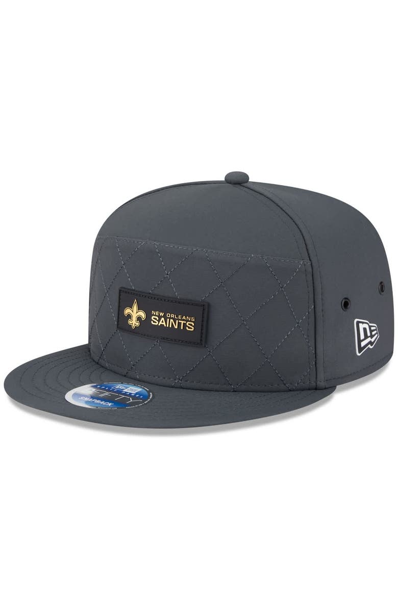New Era Men's New Era Charcoal New Orleans Saints 2025 Sideline Cold Weather Split Panel 9FIFTY Snapback Hat, Main, color, Charcoal