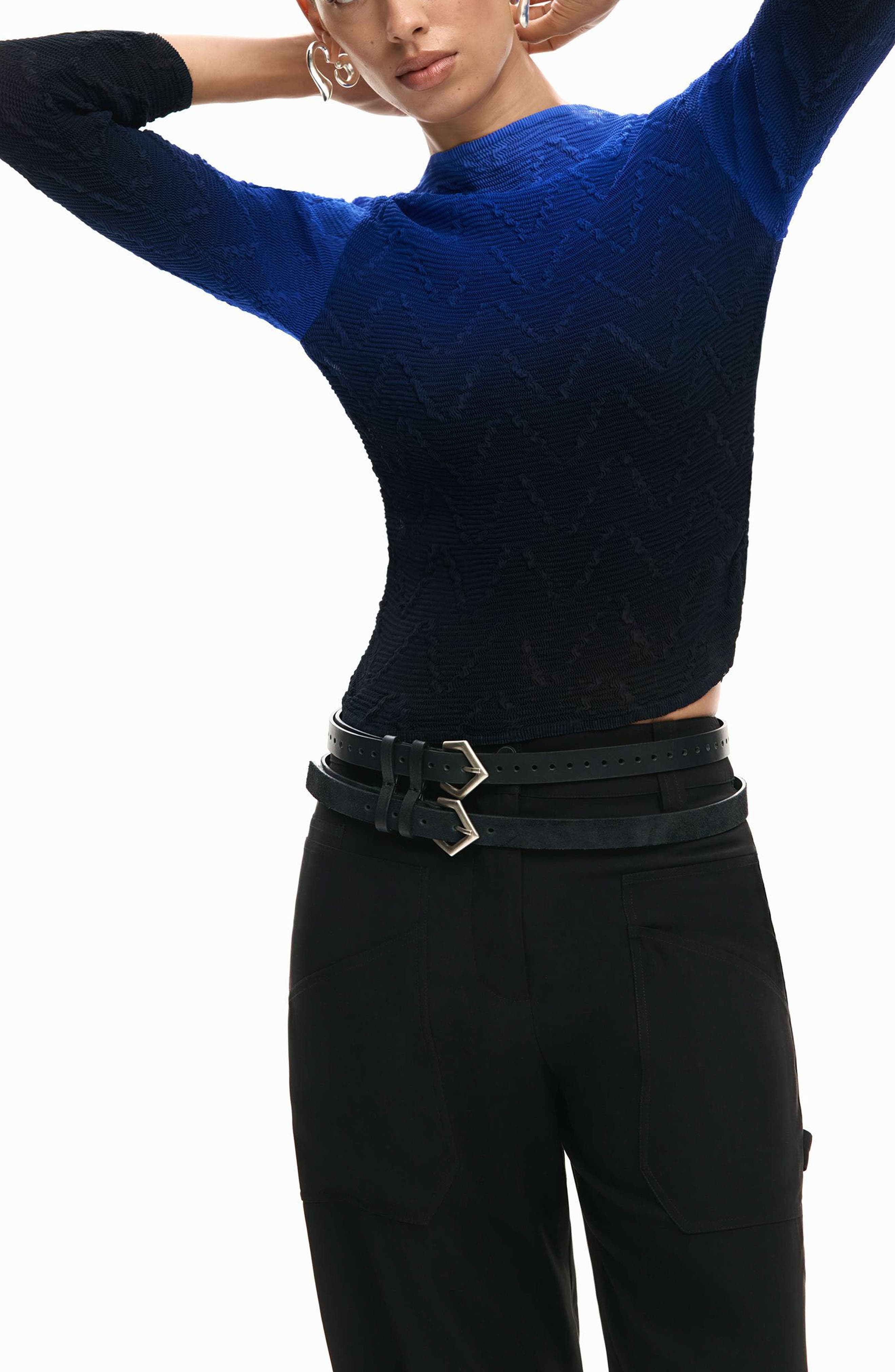 Ombre Texture Knit Top