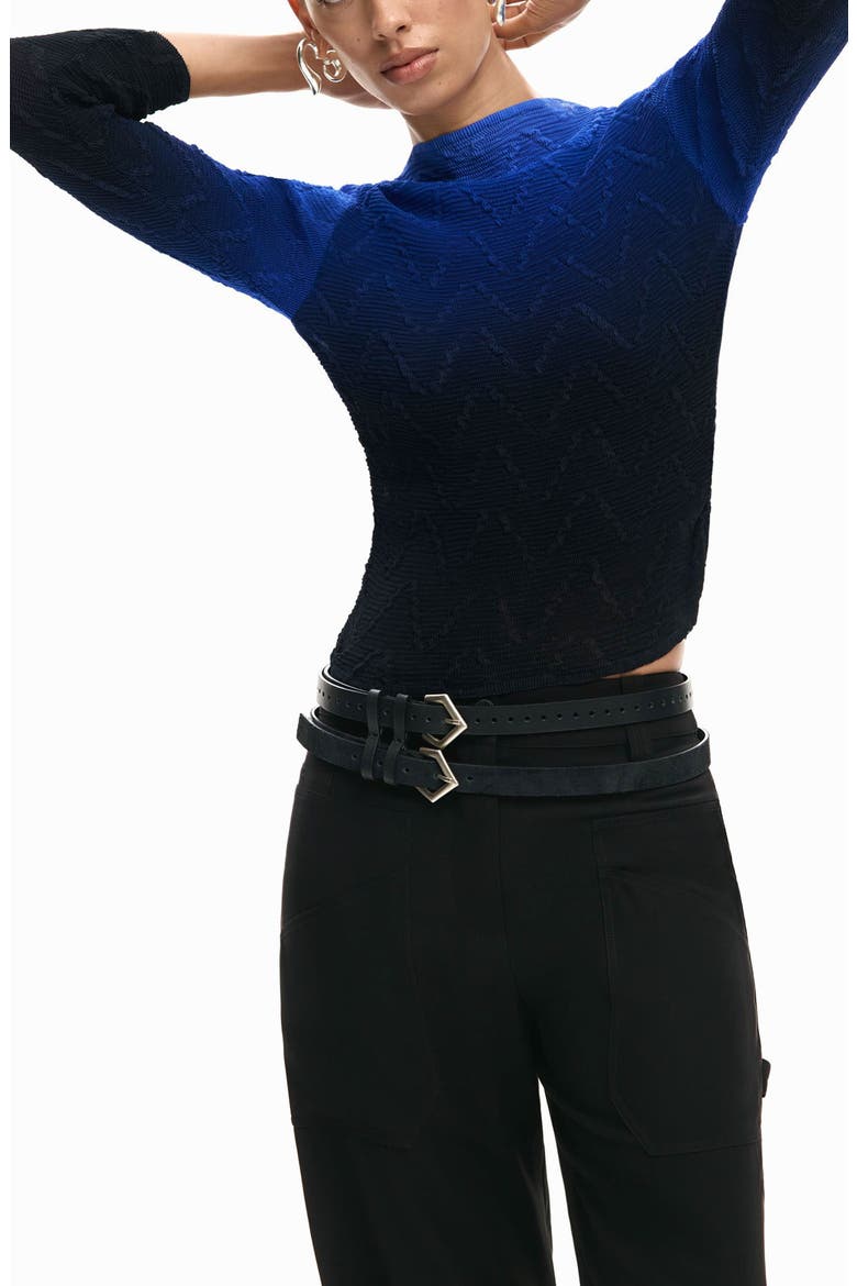 Ombré Texture Knit Top, Main, color, KLEIN BLUE