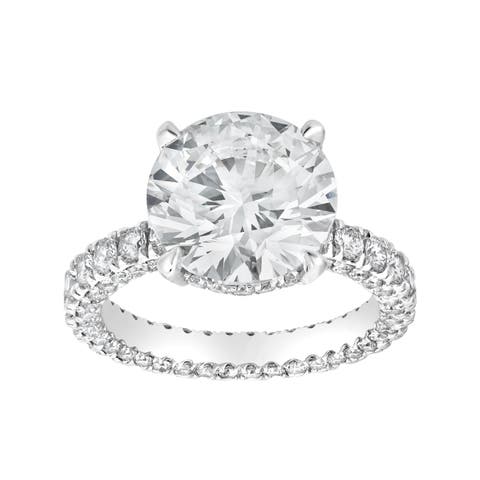 Laryssa 14K Gold Round Lab Grown Diamond Hidden Halo Engagement Ring - 7 Cts