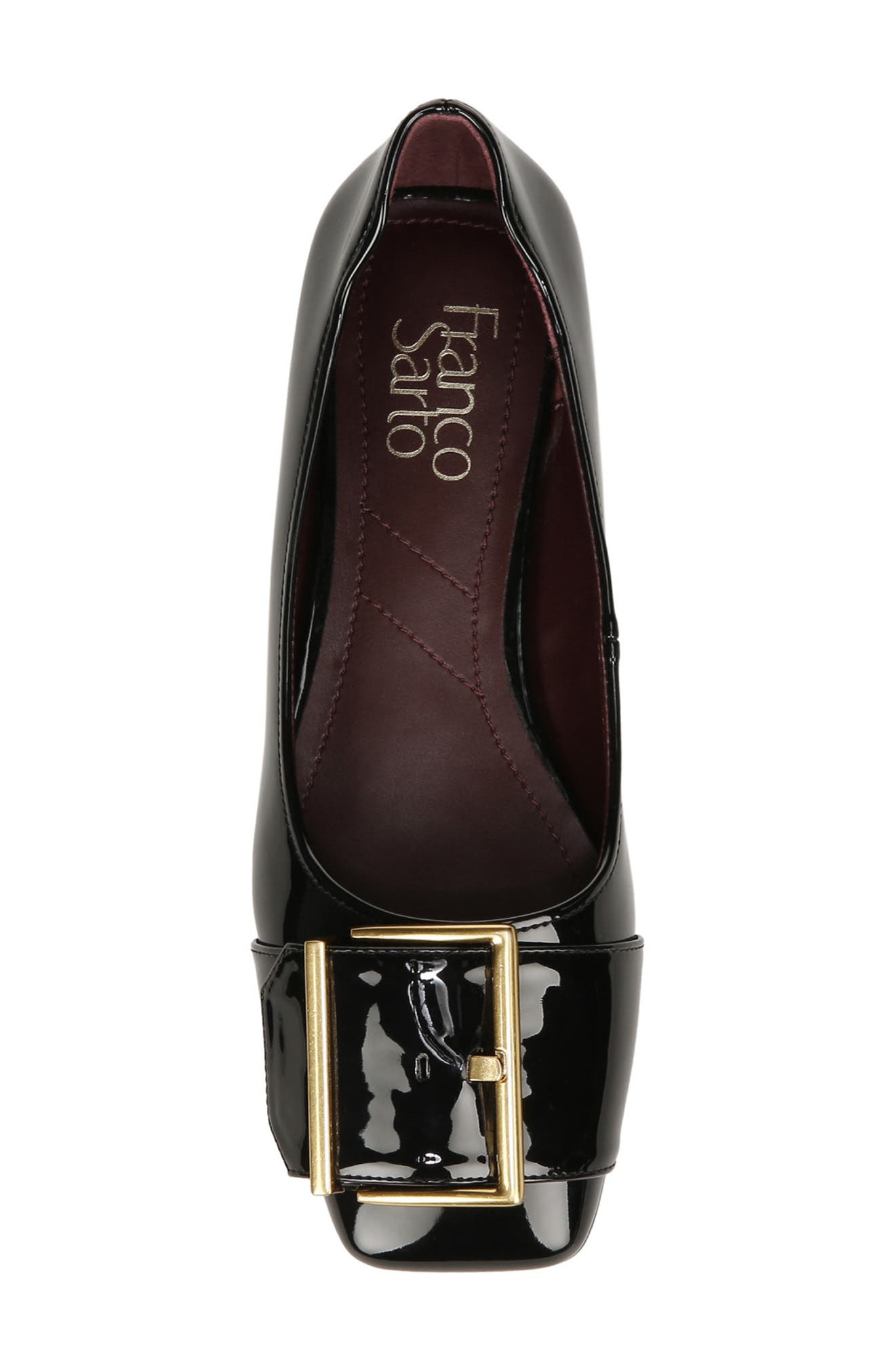 Franco Sarto Tahlia Buckle Square Toe Flat, Alternate, color, Black