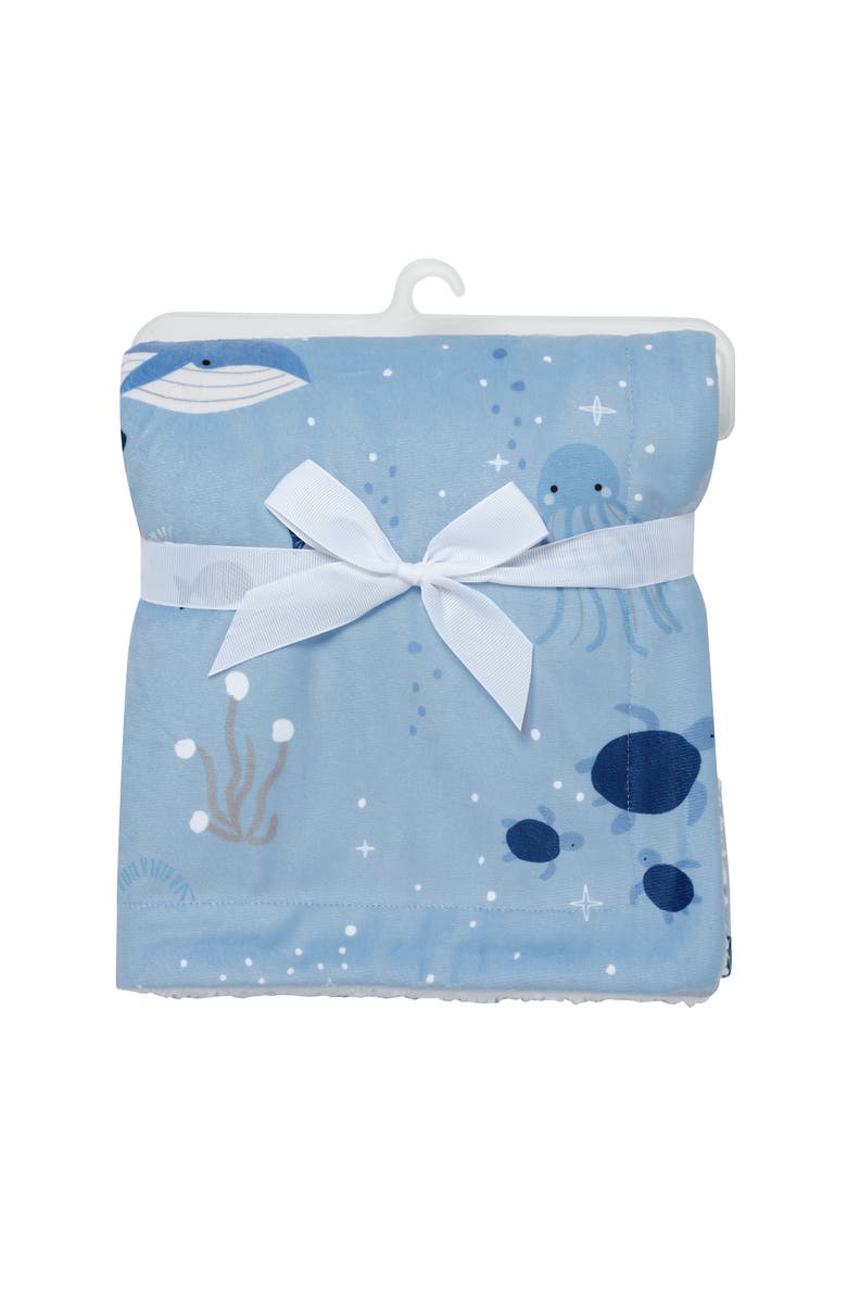 Lambs & Ivy Bubbles & Squirt Ocean/Aquatic Whale Soft Fleece Baby Blanket, Alternate, color, Blue