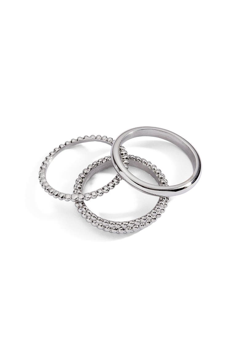 Textured Stacking Ring Set of 3, Alternate, color, Silver