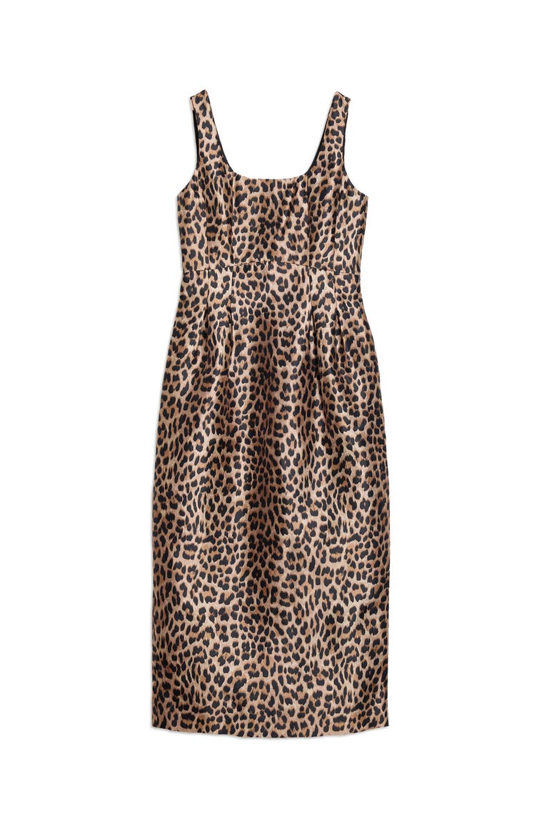 Taffeta Sleeveless Tulip Dress, Alternate, color, Animal