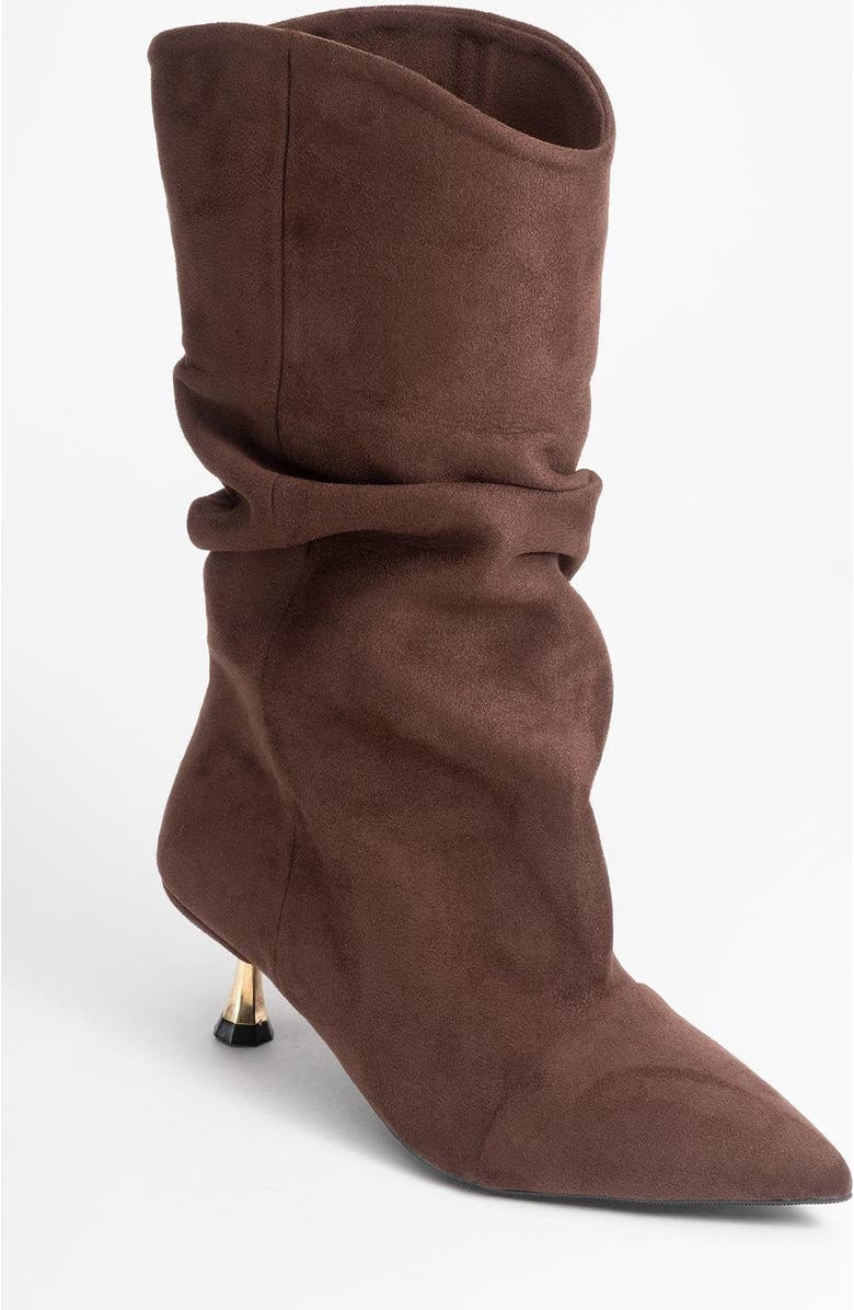 Prologue Shoes Stein Pointed Toe Boot, Main, color, Brown Suede Faux Leather