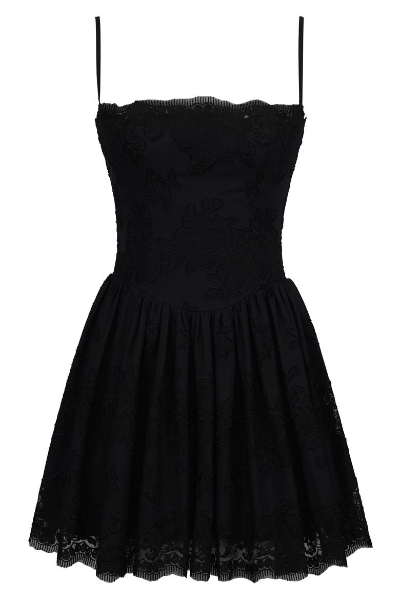 Chloe Broderie Anglaise Minidress, Alternate, color, BLACK