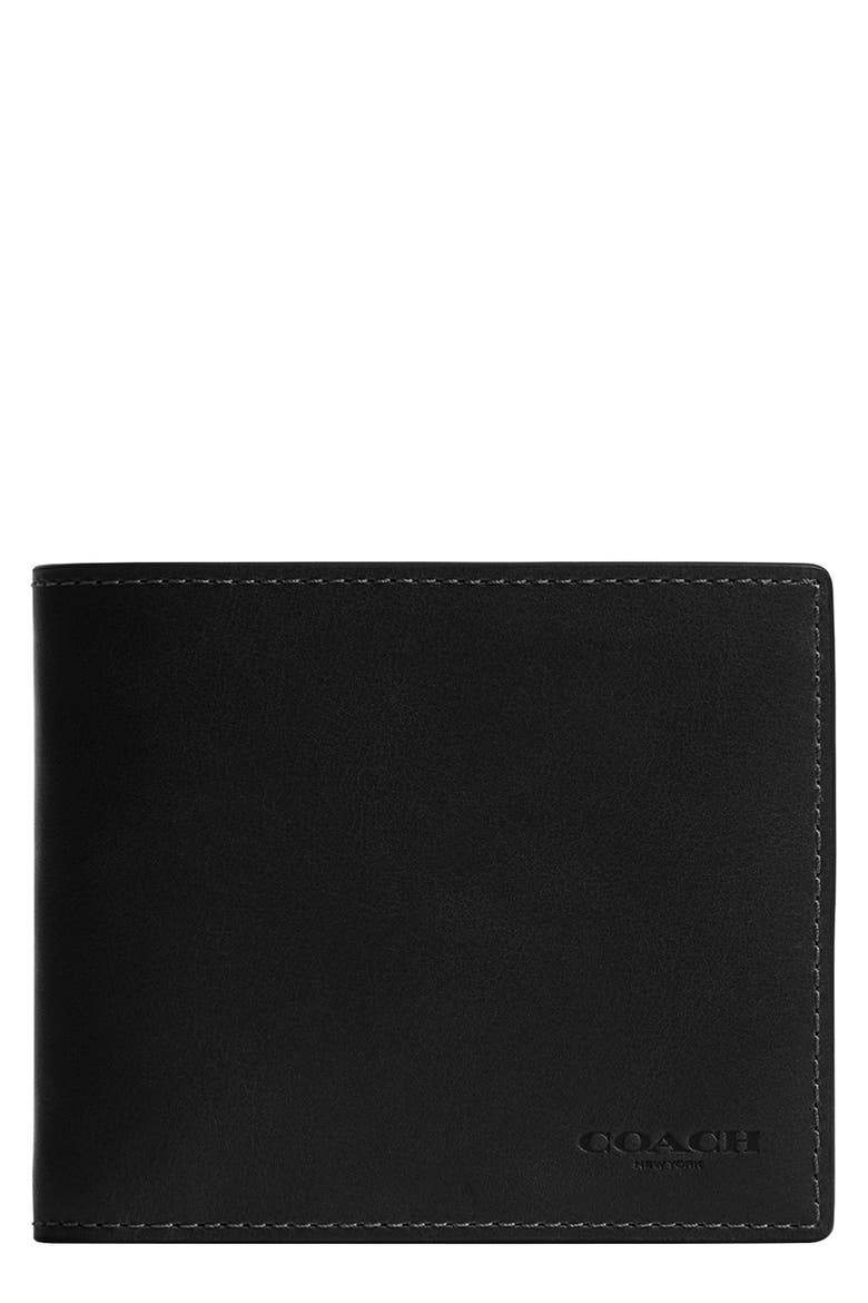 3-in-1 Leather Bifold Wallet, Main, color, BLACK