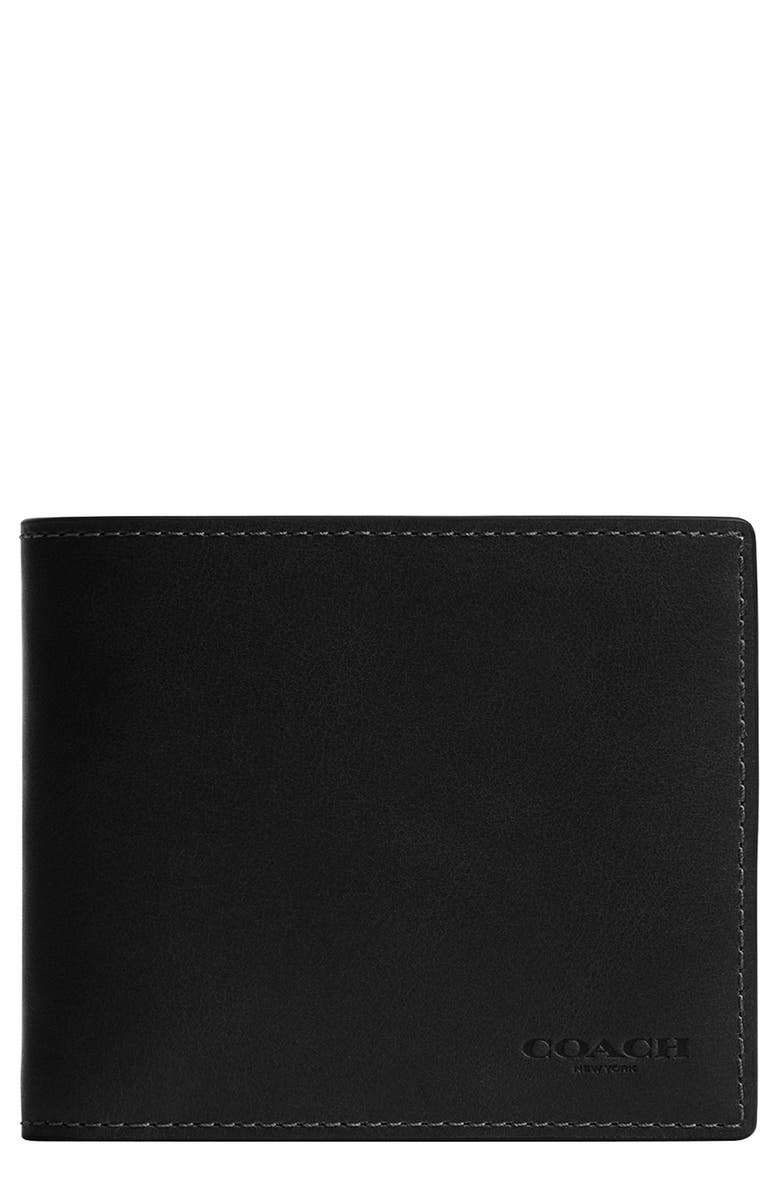 COACH 3-in-1 Leather Bifold Wallet, Main, color, Black