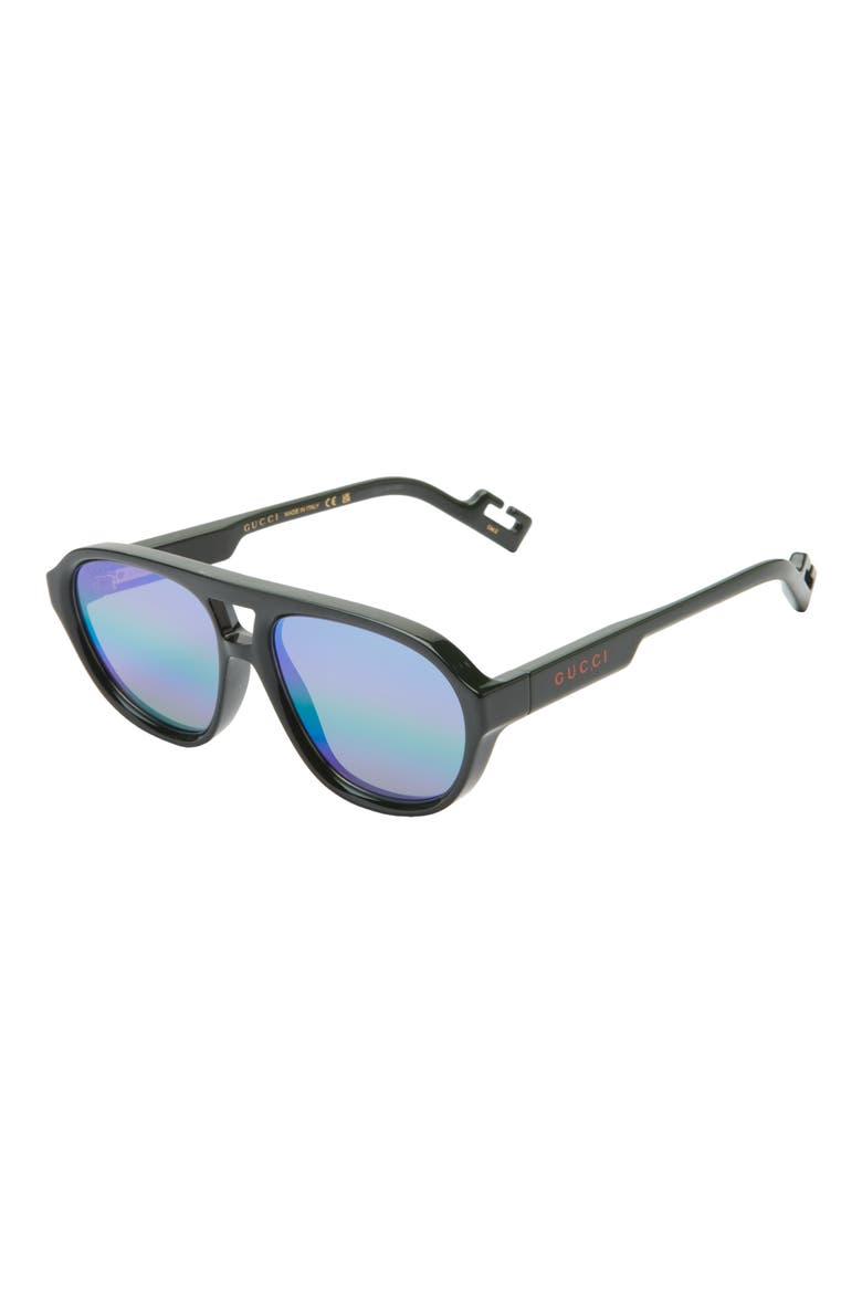 58mm Pilot Sunglasses, Alternate, color, GREEN GREEN GREY