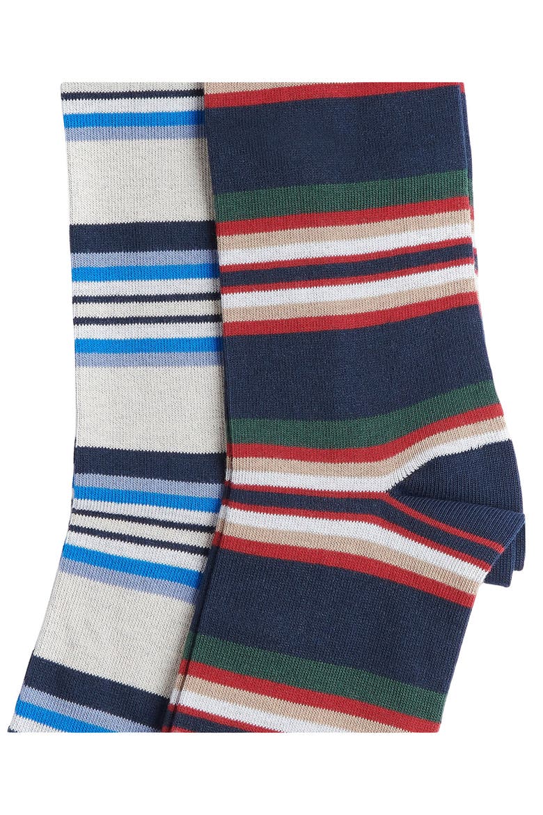 Assorted 2-Pack Summer Stripe Cotton Blend Dress Socks, Alternate, color, NAVY MIX