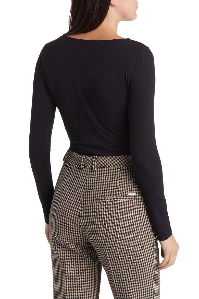 Everie Twist Neck Long Sleeve Top, Alternate, color, BLACK