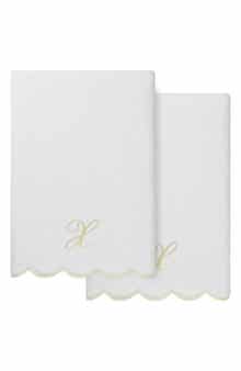 Adornia Scallop Set of 2 Monogram Bath Towels