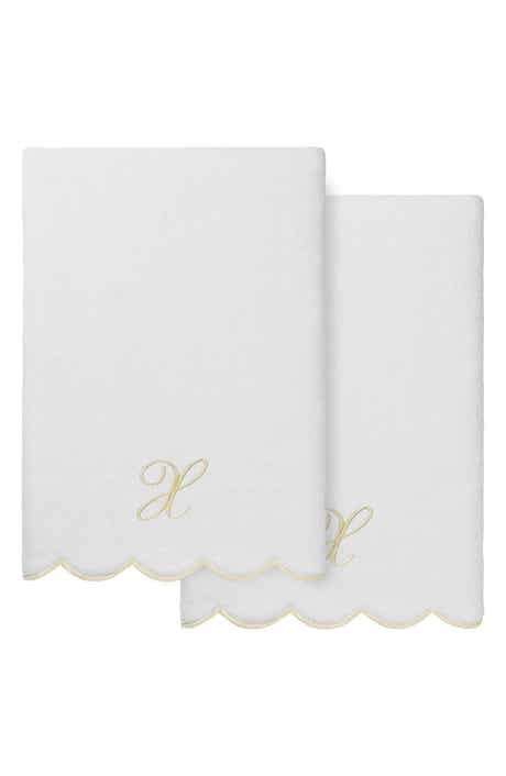Adornia Scallop Set of 2 Monogram Bath Towels