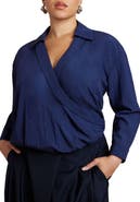 ELOQUII Neck Pleat Blouse