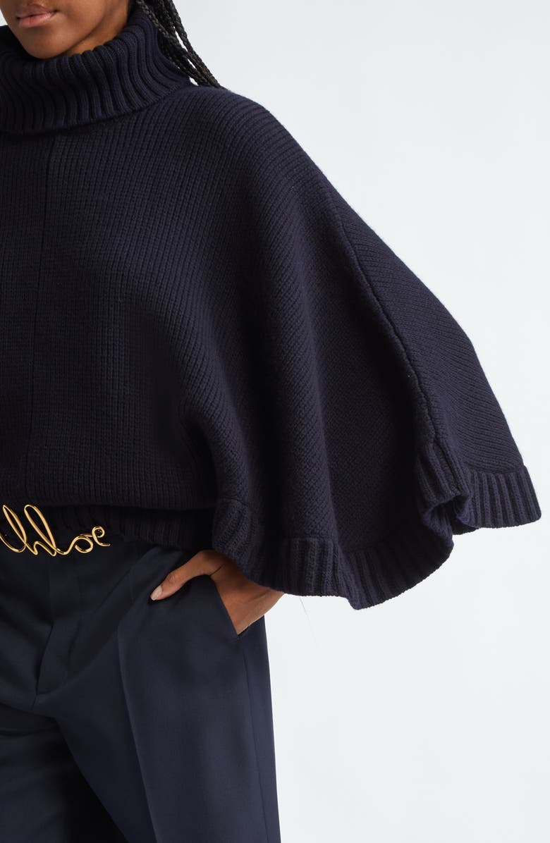 Chloé Batwing Sleeve Wool & Cashmere Turtleneck Sweater, Alternate, color, 