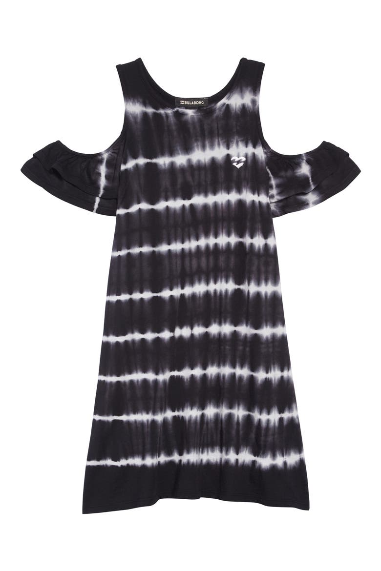 Chasing Waves Cold Shoulder Dress, Main, color, BLACK