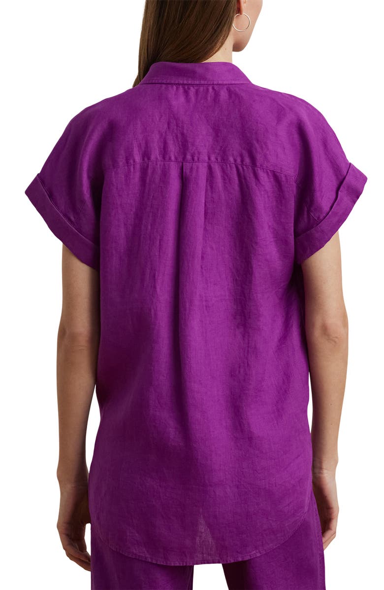 Lauren Ralph Lauren Relaxed Fit Short Sleeve Linen Button-Up Shirt, Alternate, color,