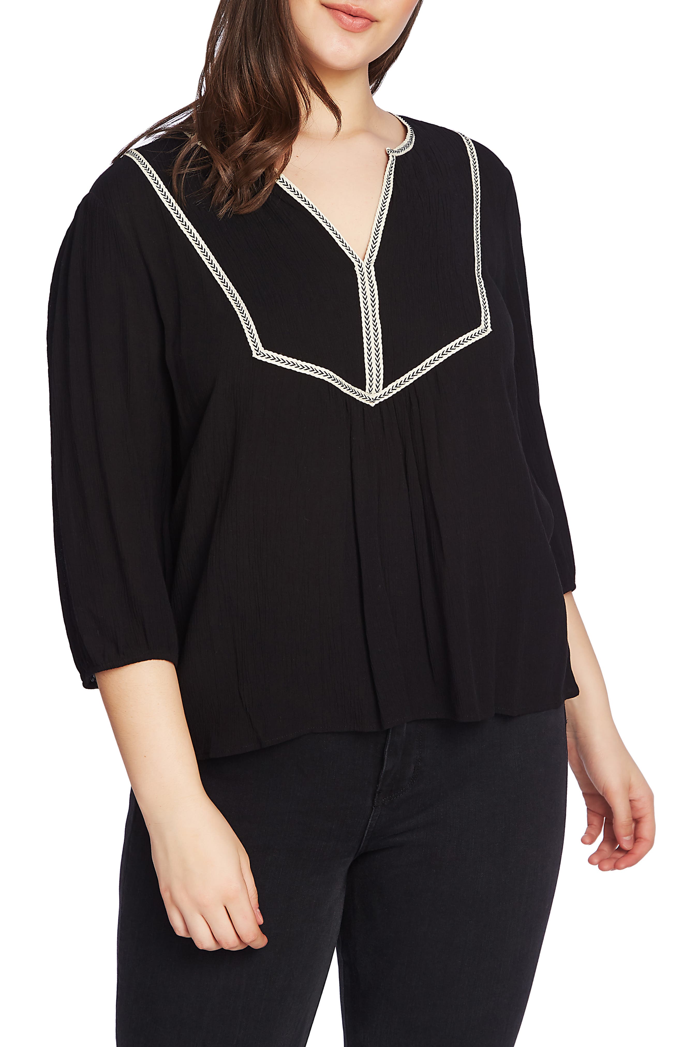 1.STATE Split Neck Blouse (Women) | Nordstromrack