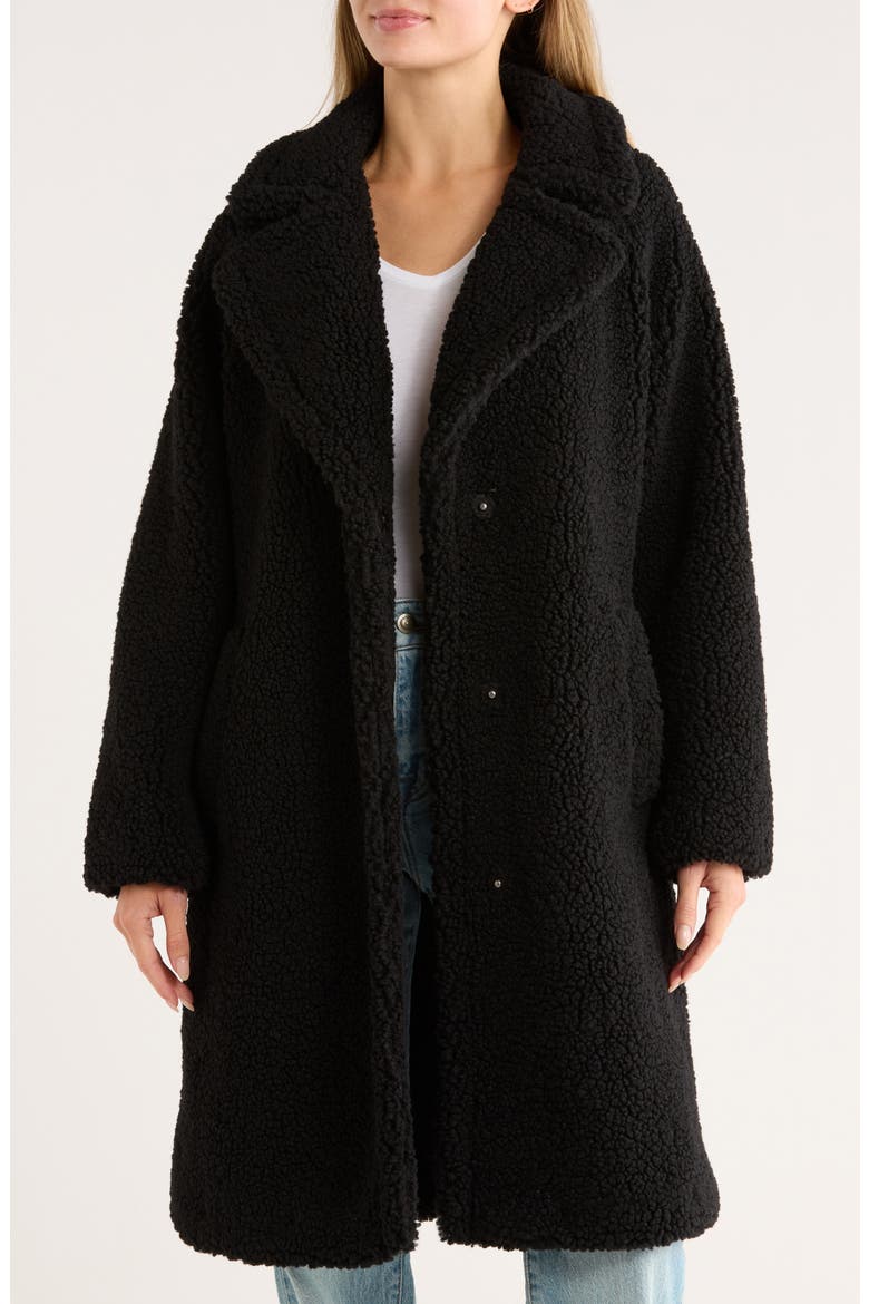 Missy Faux Shearling Coat, Alternate, color, BLACK