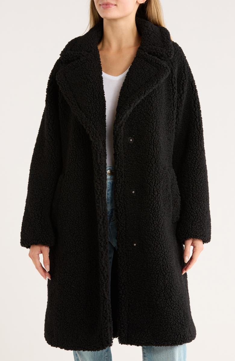 Lucky Brand Missy Faux Shearling Coat, Alternate, color, Black