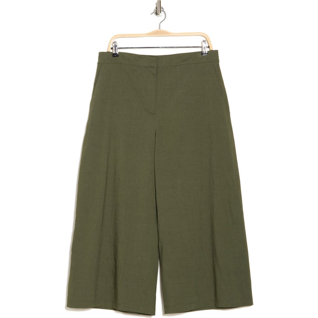 Theory Cropped Wide Leg Pants In Dark Olive
