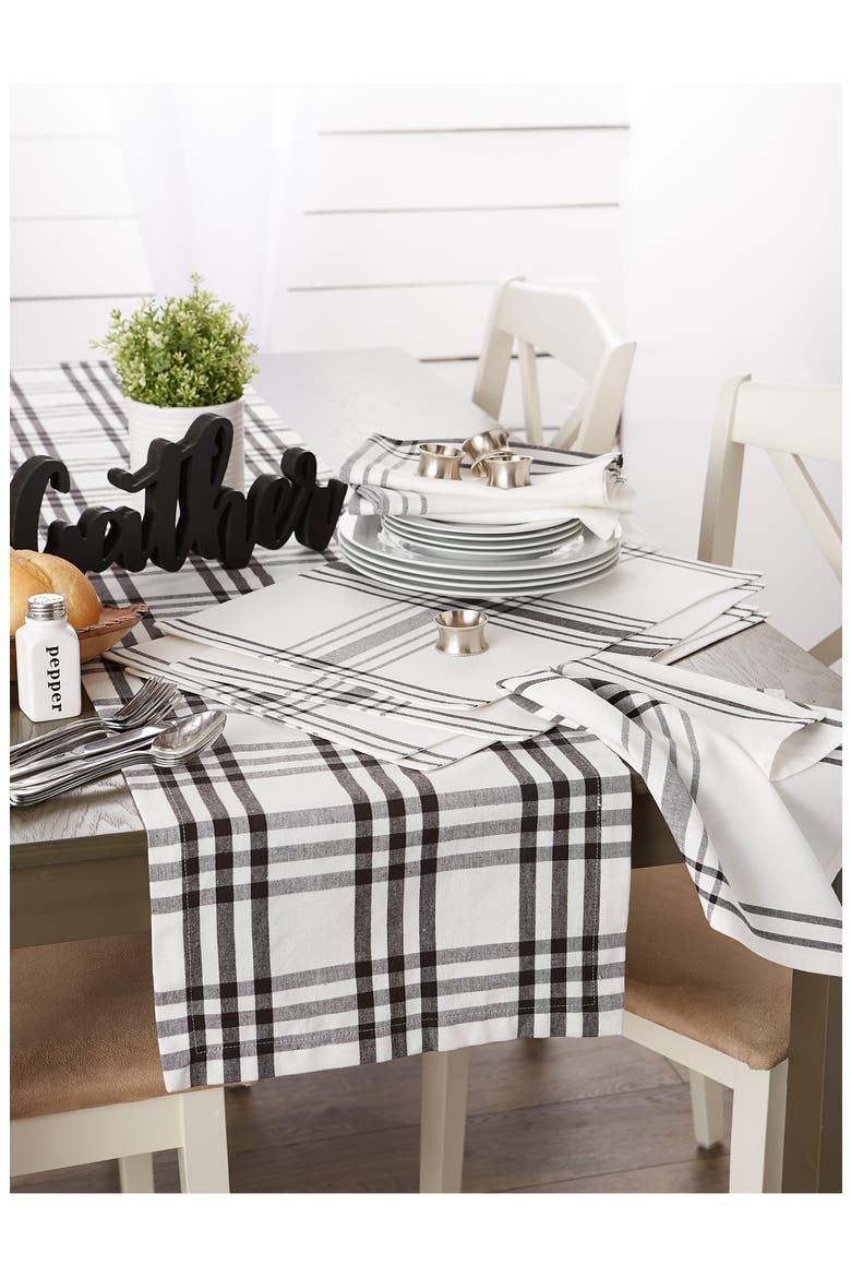 Home Sweet Farmhouse Plaid Set of 4 Placemats, Alternate, color, BLACK