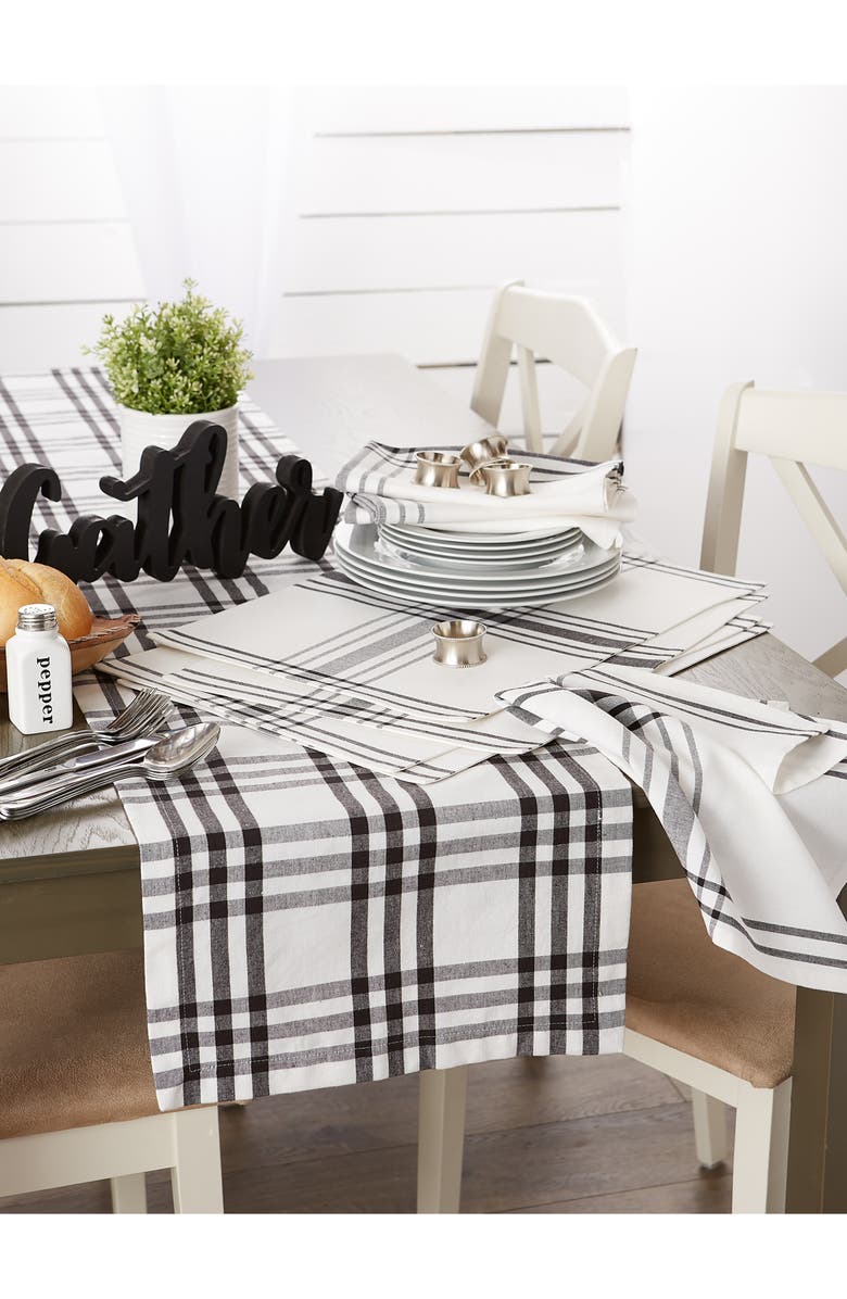Design Imports Home Sweet Farmhouse Plaid Set of 4 Placemats, Alternate, color, Black